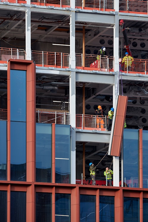 Installation of façade piers