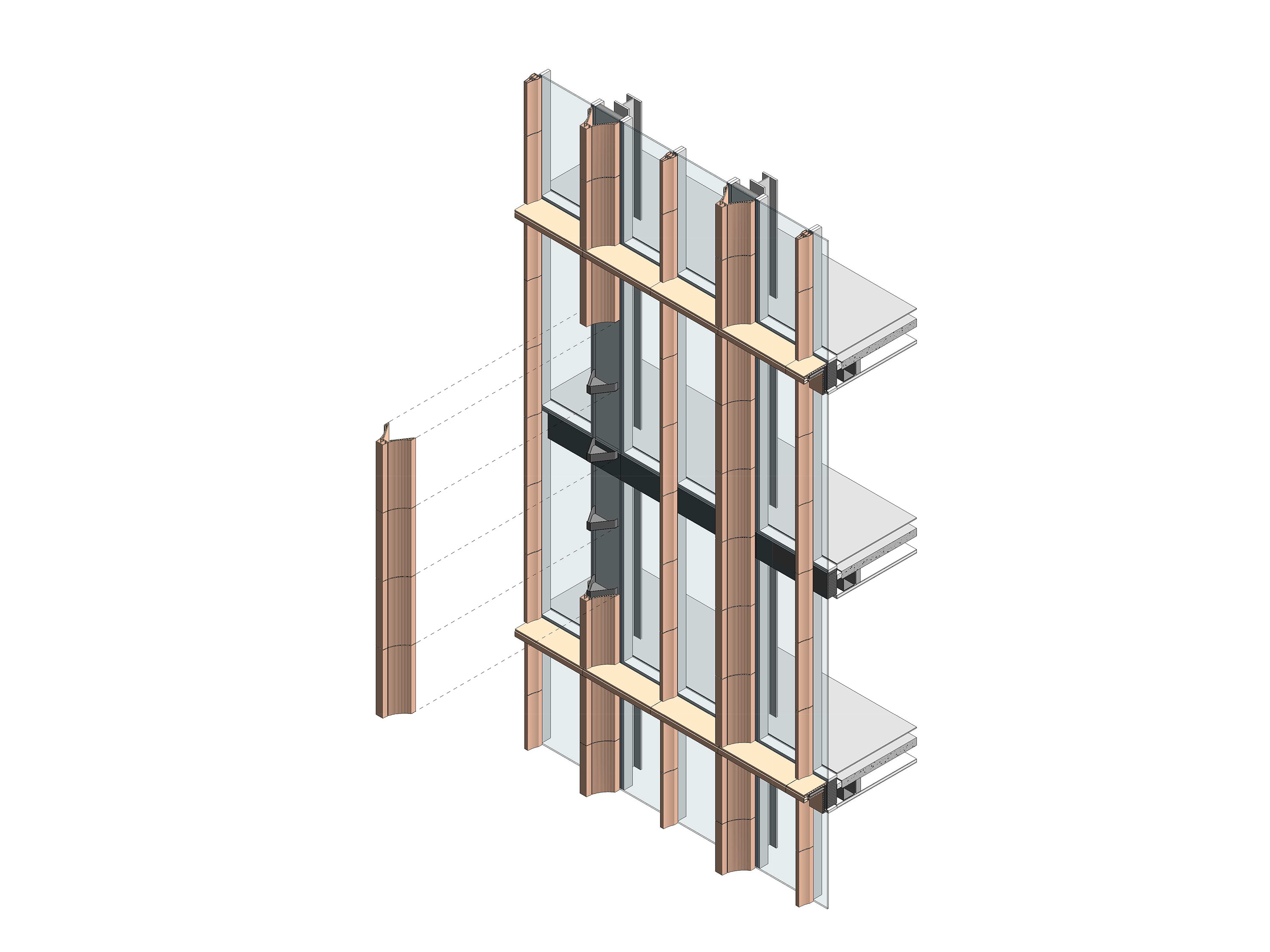1:25 bay detail showing the two types of façade piers