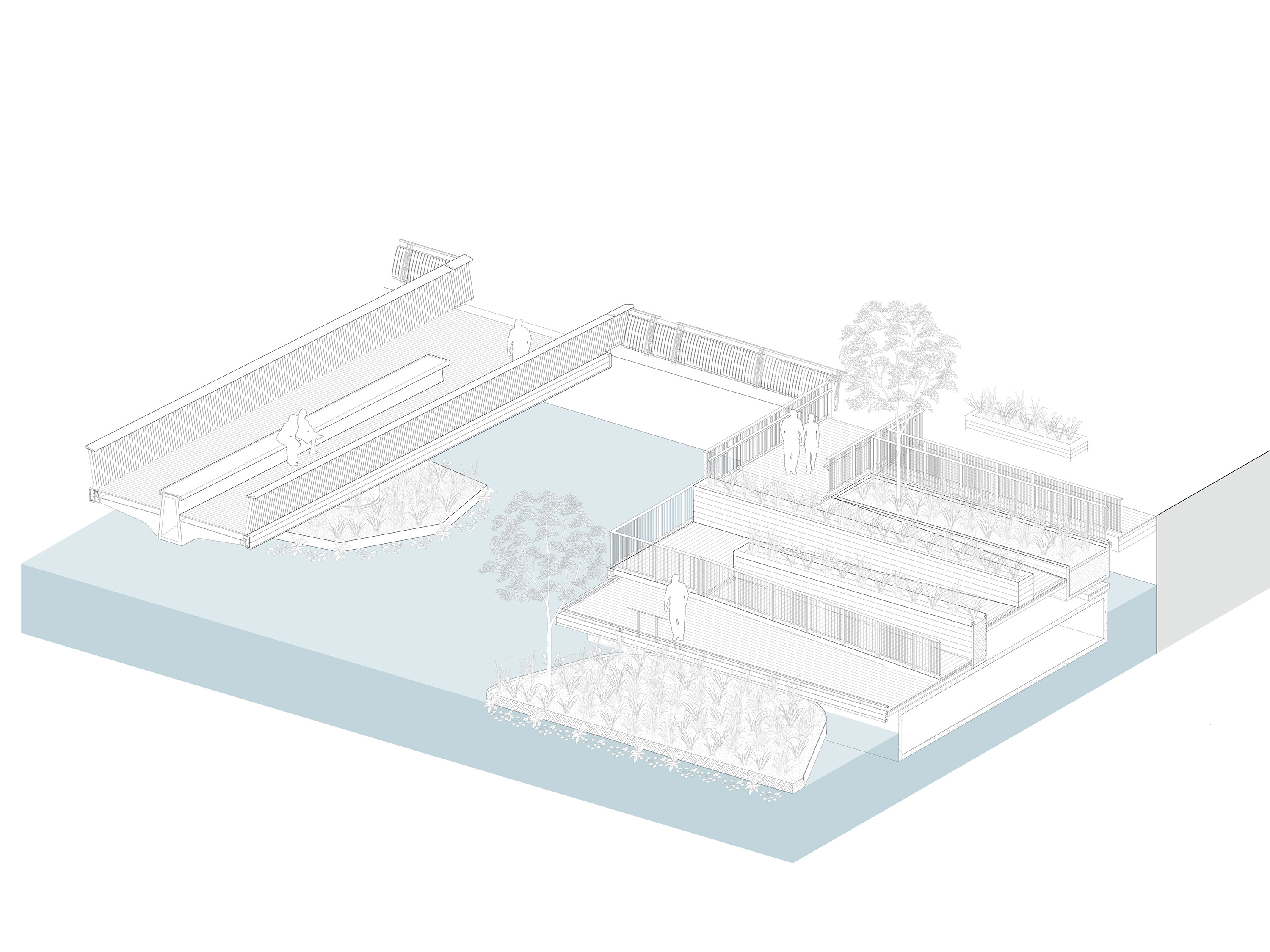 New bridge link across dock and r﻿amped connections from dockside to pontoons