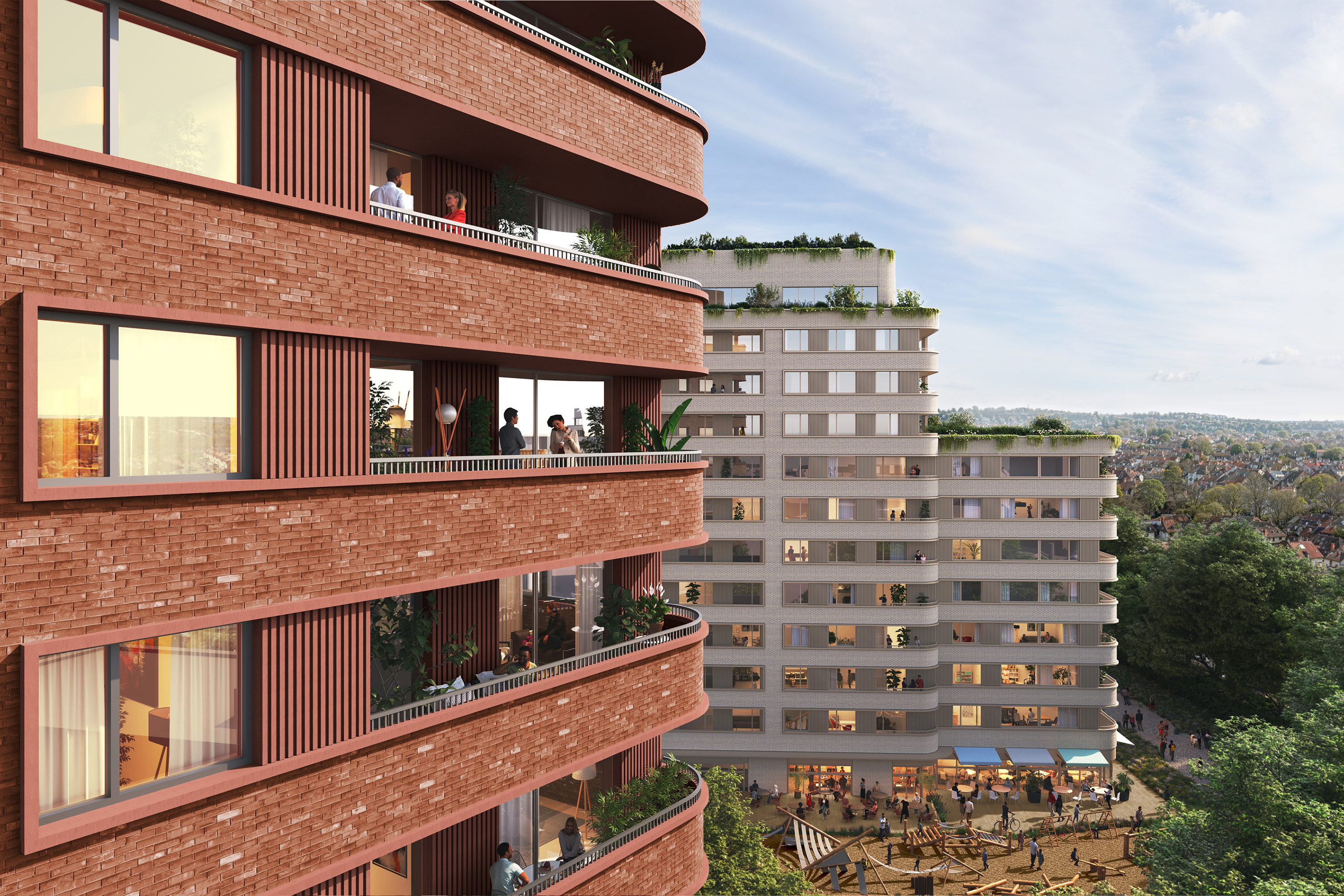 Elevated view overlooking Fairfield Play Park
