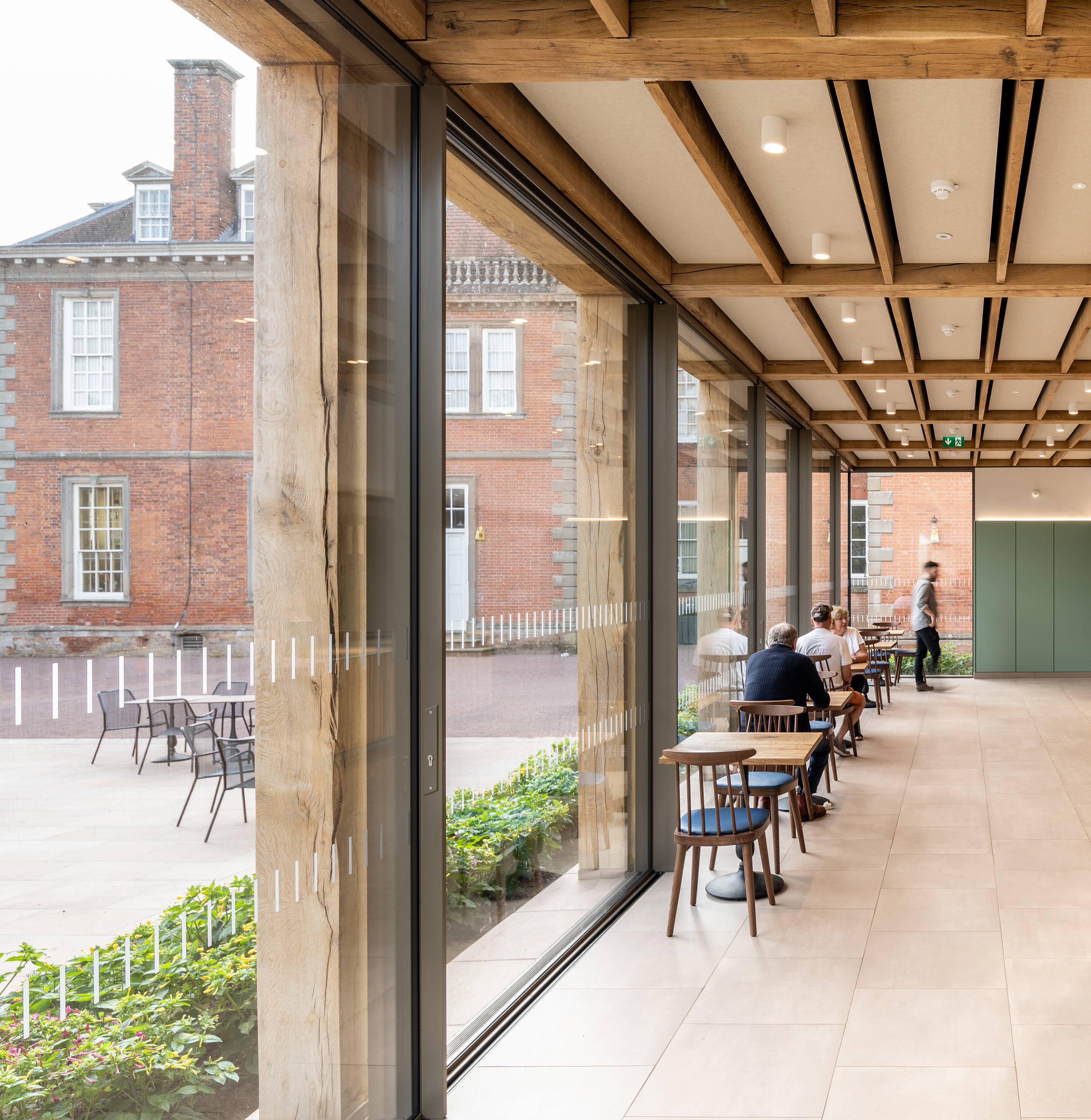 View looking back to Hanbury Hall from café interior