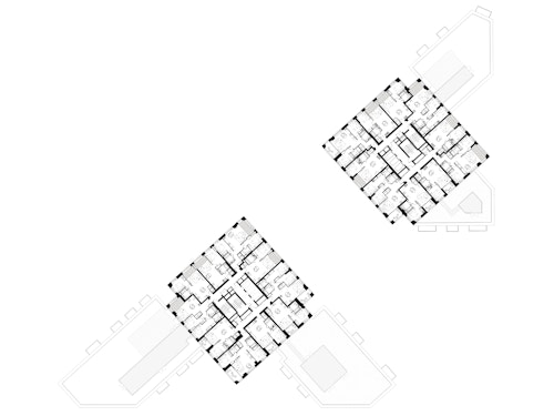 Double diamond tower layouts