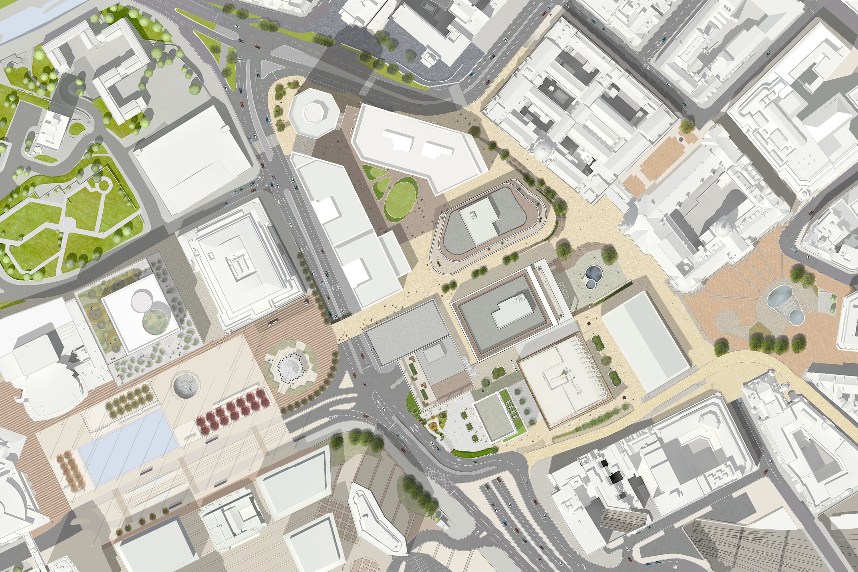 Illustrative masterplan with integrated pedestrian routes and public spaces