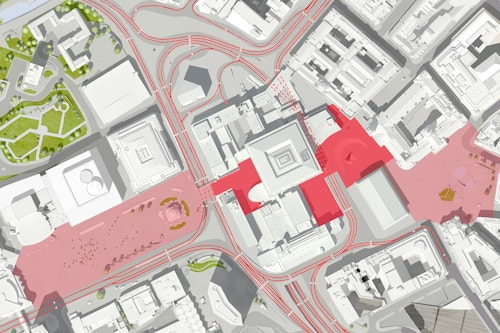 The site's public realm was fragmented and lacking open spaces.
