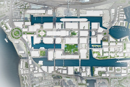 Plan of the Canary Wharf and Wood Wharf estates