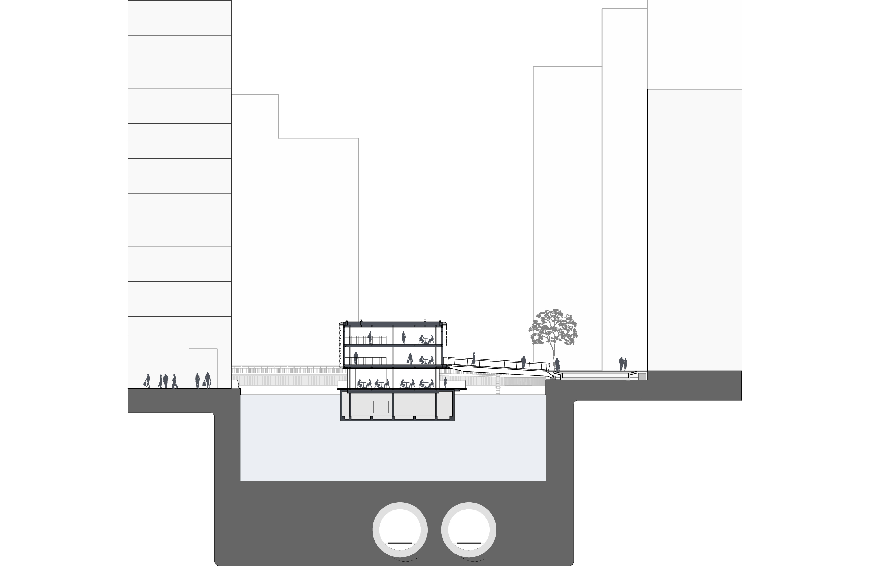 Cross section showing the Jubilee tunnel constraint