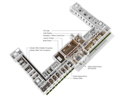 Axonometric showing the organisation of the Institute