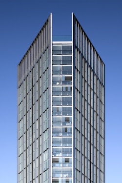 View shows the apex of the triangular 27-storey Ontario Point