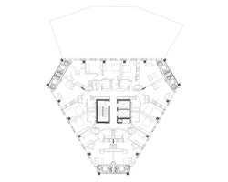 A typical layout of Ontario Point's triangular floor plan