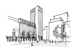 Concept sketch looking north towards High Street South/Tempelhof Avenue junction